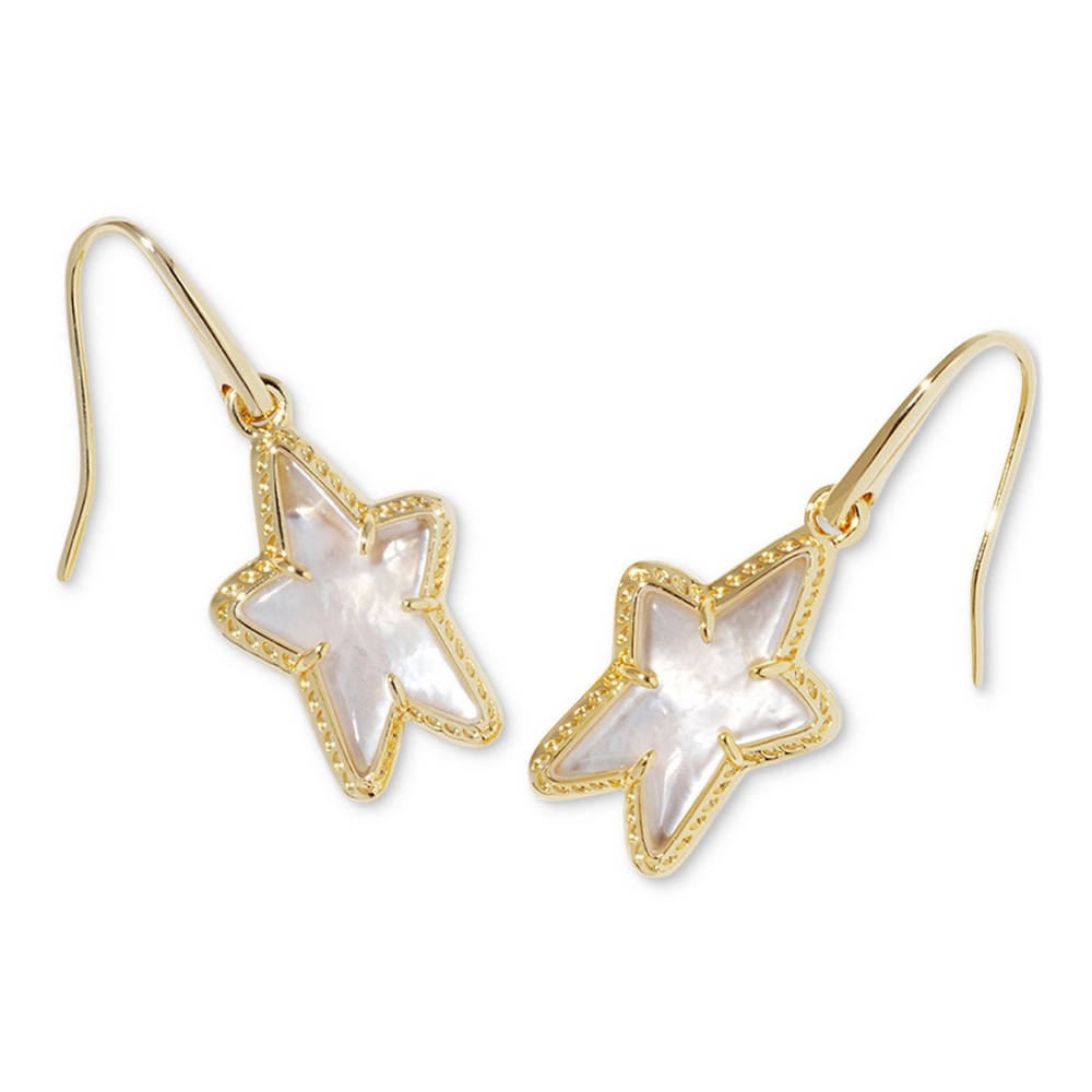New!! Kendra Scott 14k Gold-Plated Mother-of-Pearl Star Drop Earrings